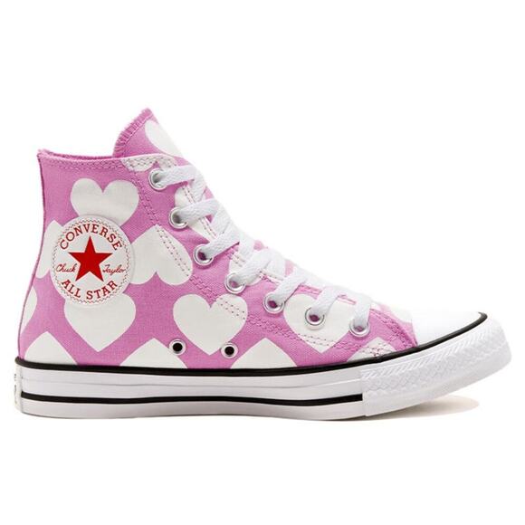 Converse Chuck Taylor All Star Hi Pink White Heart Print Sneakers Women’s 8 NEW - Picture 4 of 12